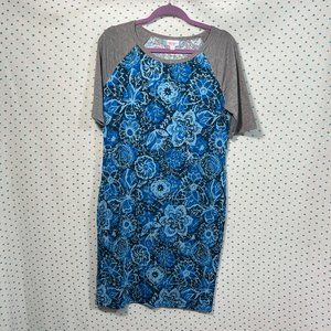 LulaRoe Julia Blue & Gray Floral Pattern Knee Length Dress